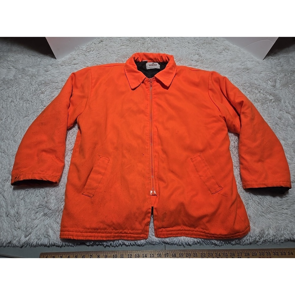 Woodfield Blaze Orange XL Hunting‎ Coat Quilt Lined Jacket Made USA Distressed